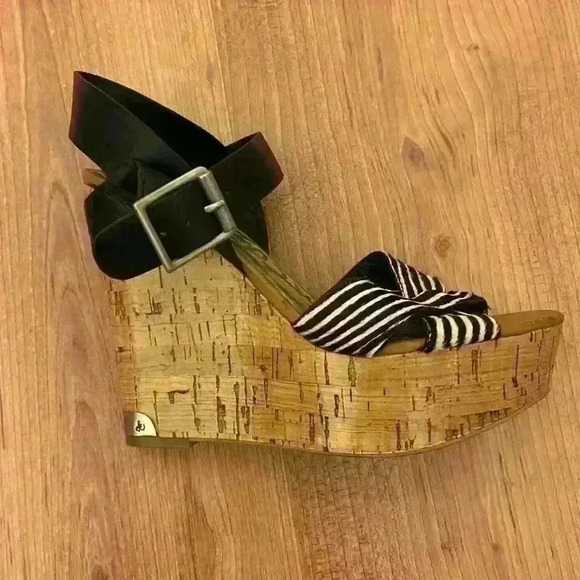 Sam Edelman Sasha Zebra Calf Hair Platform Wedge - Picture 4 of 7